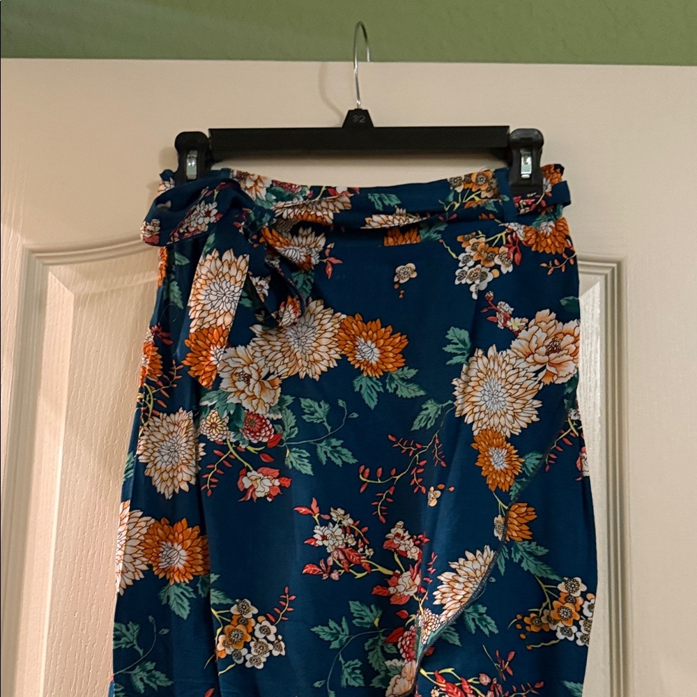 Floral Mini Skirt in Blue and Orange